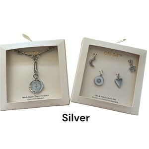 Trendy Silvertone Necklace And Set Of Charms Bundle Of 2 Jewelries BNWT